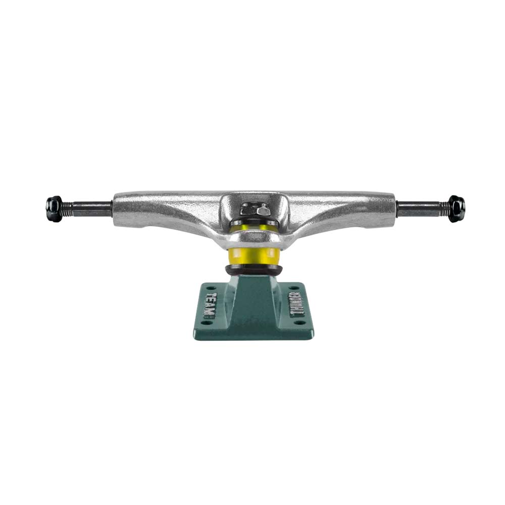 Thunder Trucks 148 Team Medieval Script Skateboard Achse – Raw / Dark Green Baseplate