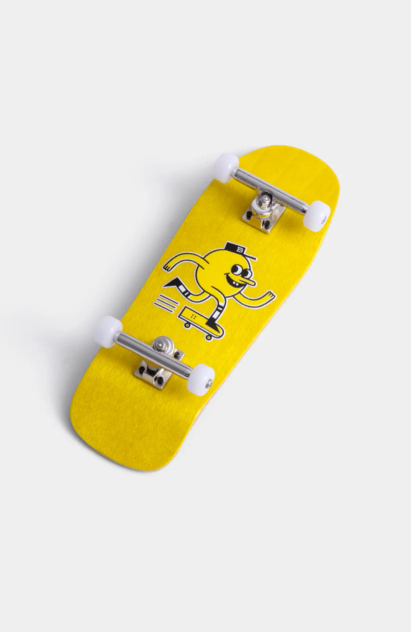 BLAST SKATES Fingerboard Komplettset Mascot Logo 34mm Gelb – Shaped Deck