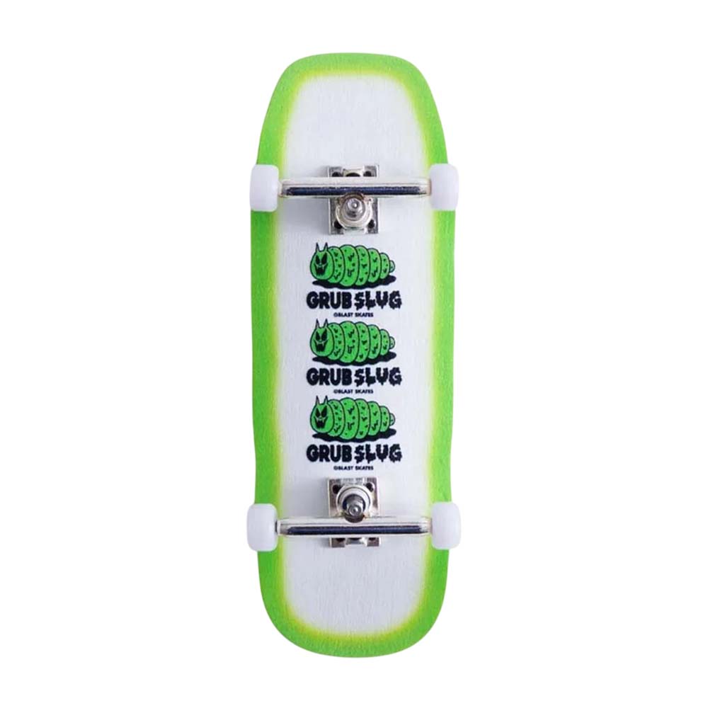 BLAST SKATES Fingerboard Komplettset Grub Slug 34mm Weiß/Grün – Shaped Deck