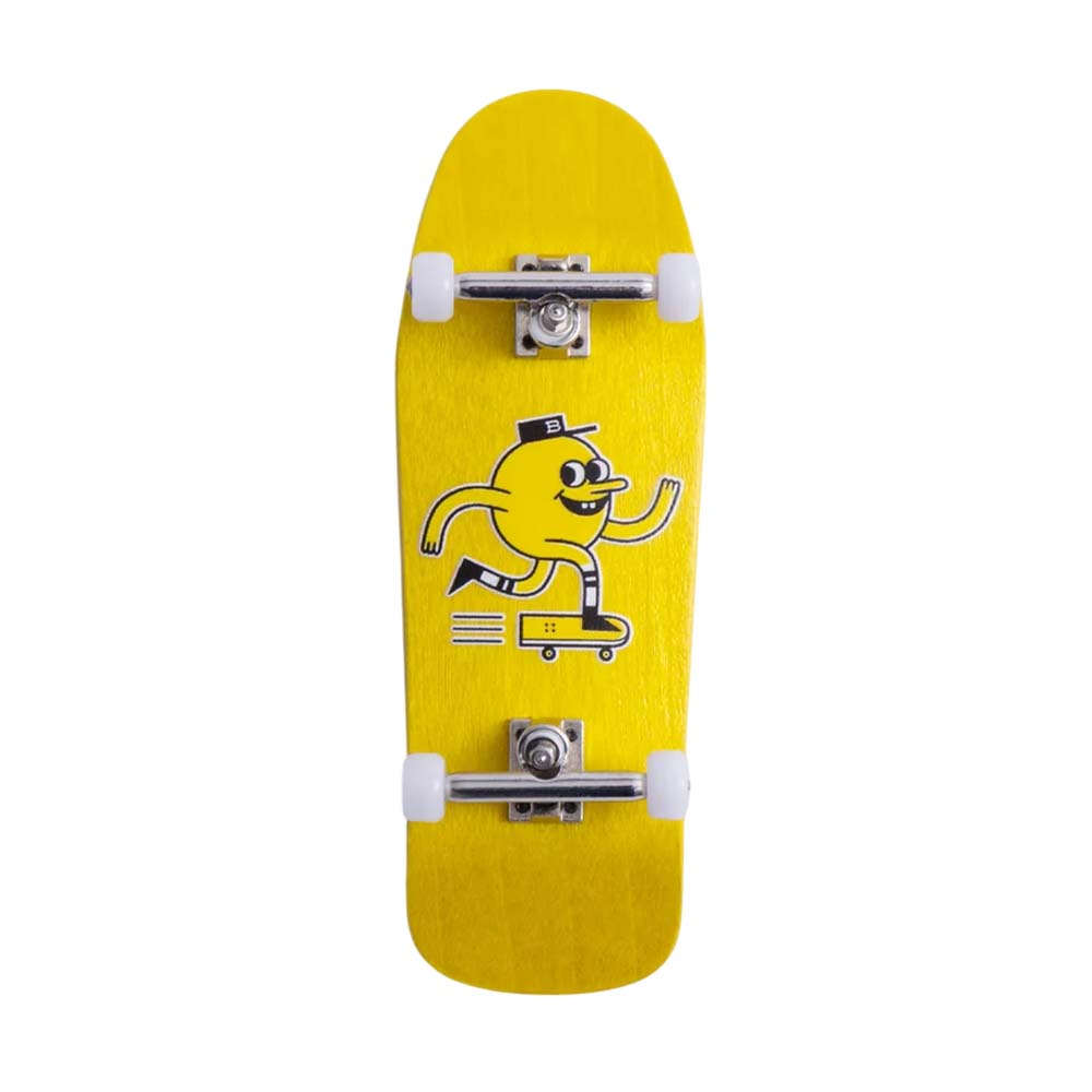 BLAST SKATES Fingerboard Komplettset Mascot Logo 34mm Gelb – Shaped Deck