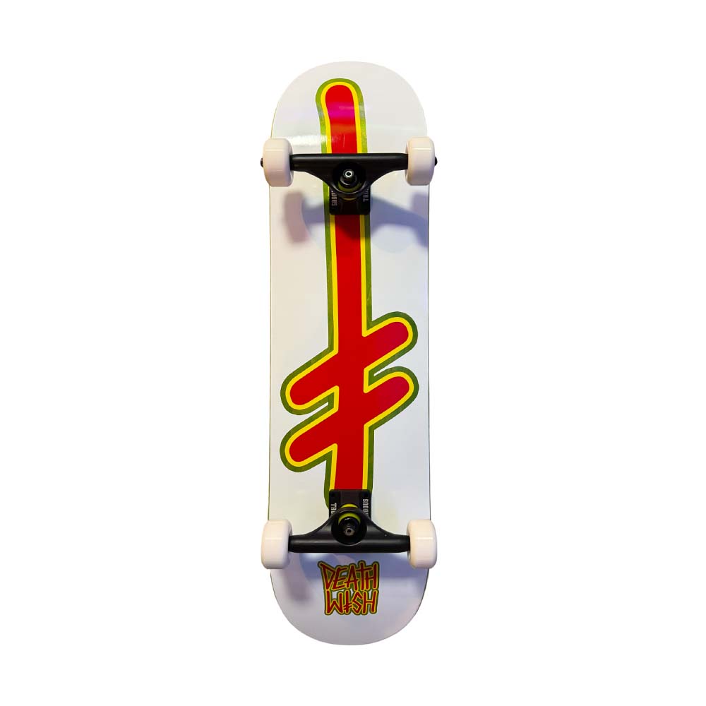 Deathwish Skateboard Complete Gang Logo Attitude White/Red/Black – 8.25" (Custom Setup)