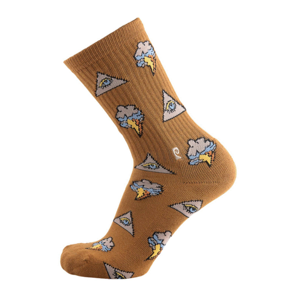 Psockadelic Eye Cloud Crew Socken - Braun
