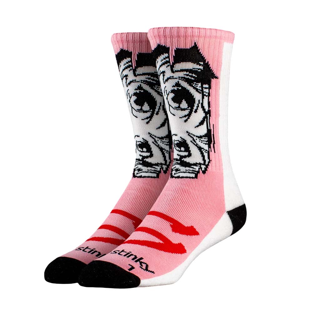 Stinky Socks - Kanojo Skatesocken - Rosa / Weiß