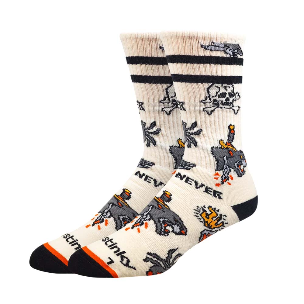 Stinky Socks - Never Sleep Skatesocken - Off-White / Cream