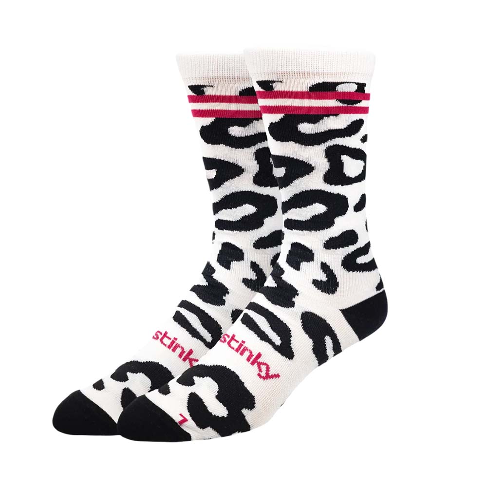 Stinky Socks - Cheetah Skatesocken - Off-White / Schwarz / Pink