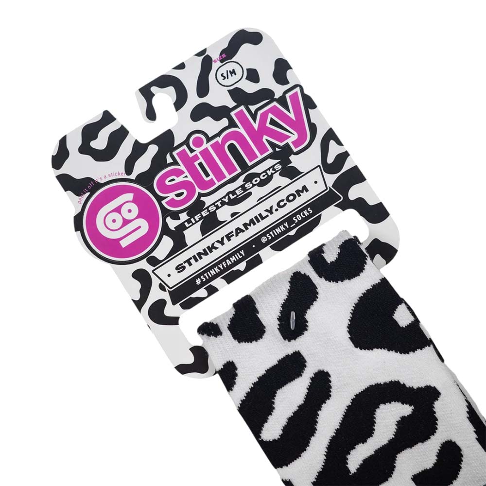Stinky Socks - Cheetah Skatesocken - Off-White / Schwarz / Pink